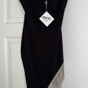 Angel Biba (from Self Leslie) Elegant Black Dress with Silver Fringe